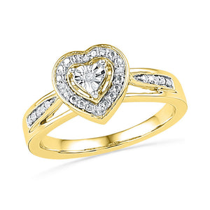 10kt Yellow Gold Womens Round Diamond Heart Ring .03 Cttw