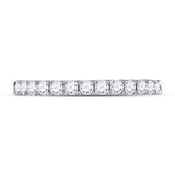 14kt White Gold Womens Round Diamond Single Row Wedding Band 1/2 Cttw