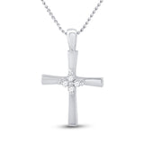 10kt White Gold Womens Round Diamond Cross Pendant 1/20 Cttw