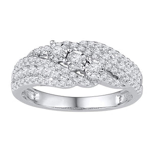 10kt White Gold Womens Round Diamond 3-stone Band Ring 1/2 Cttw