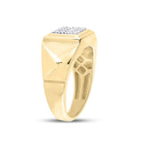 10kt Yellow Gold Mens Round Diamond Cluster Ring 1/3 Cttw