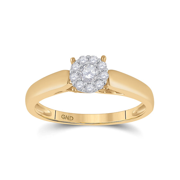 10kt Yellow Gold Round Diamond Solitaire Bridal Wedding Engagement Ring 1/5 Cttw