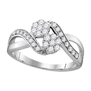 14kt White Gold Round Diamond 2-stone Bridal Wedding Engagement Ring 1/2 Cttw