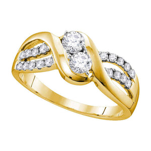 10kt Yellow Gold Round Diamond 2-stone Bridal Wedding Engagement Ring 5/8 Cttw