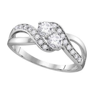 10kt White Gold Round Diamond 2-stone Bridal Wedding Engagement Ring 5/8 Cttw