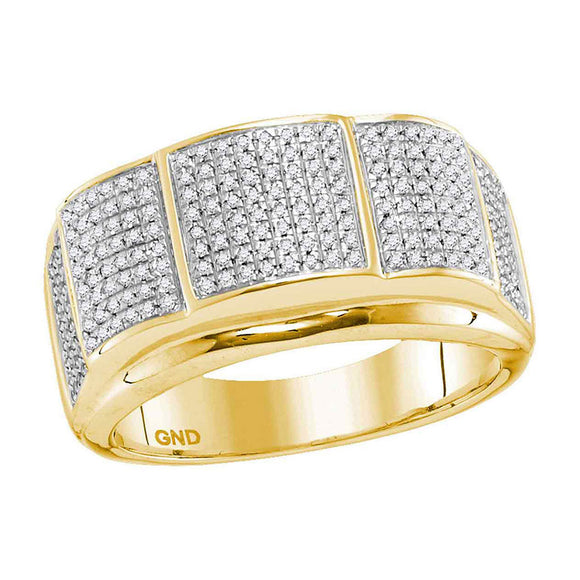 10kt Yellow Gold Mens Round Diamond Band Ring 1/2 Cttw