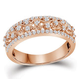 10kt Rose Gold Womens Round Diamond Roped Woven Band Ring 1/2 Cttw