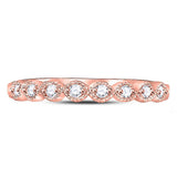 10kt Rose Gold Womens Round Diamond Stackable Band Ring 1/10 Cttw