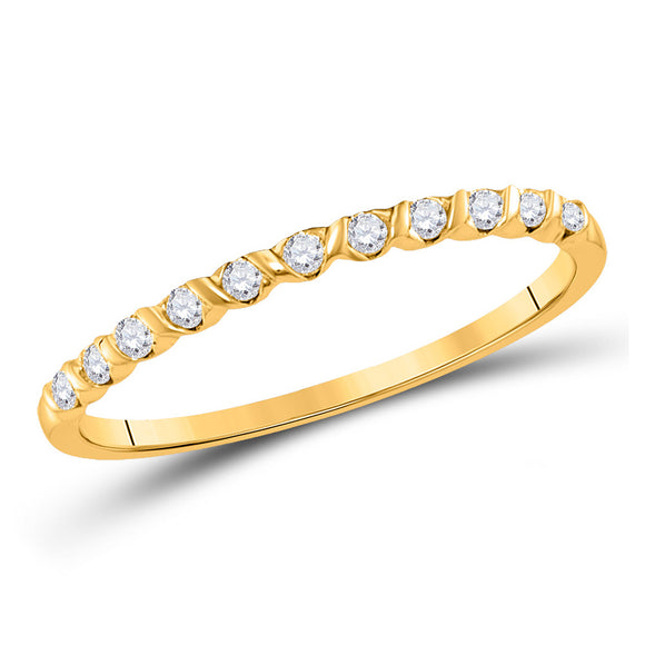 10kt Yellow Gold Womens Round Diamond Stackable Band Ring 1/6 Cttw