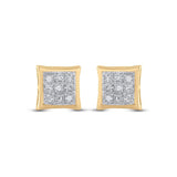 10kt Yellow Gold Womens Round Diamond Square Earrings .01 Cttw