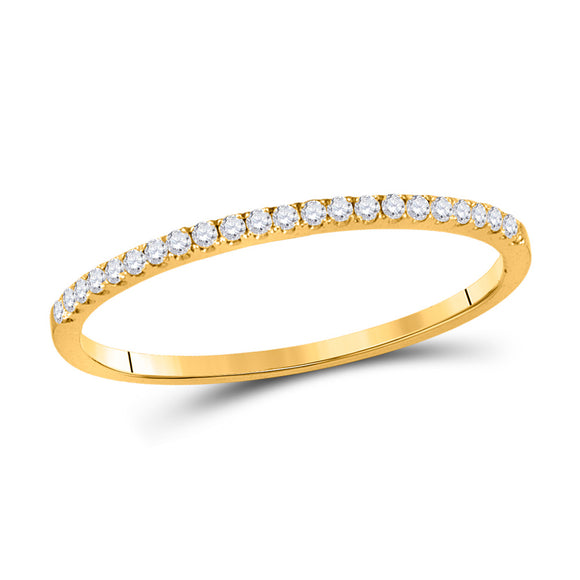 10kt Yellow Gold Womens Round Diamond Stackable Band Ring 1/8 Cttw