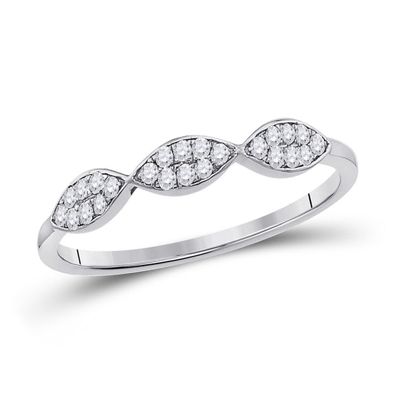 10kt White Gold Womens Round Diamond Oval Cluster Stackable Band Ring 1/8 Cttw