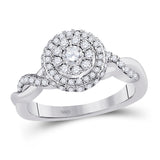 10kt White Gold Round Diamond Cluster Bridal Wedding Engagement Ring 3/4 Cttw