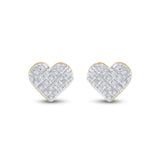 10kt Yellow Gold Womens Round Diamond Heart Earrings 1/6 Cttw