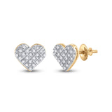 10kt Yellow Gold Womens Round Diamond Heart Earrings 1/6 Cttw