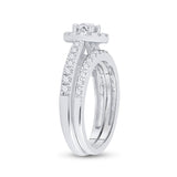 14kt White Gold Round Diamond Bridal Wedding Ring Band Set 1 Cttw