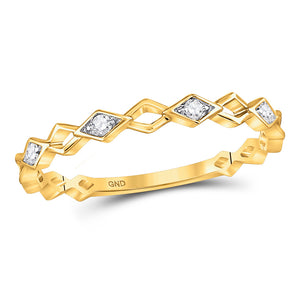 10kt Yellow Gold Womens Round Diamond Stackable Band Ring 1/20 Cttw