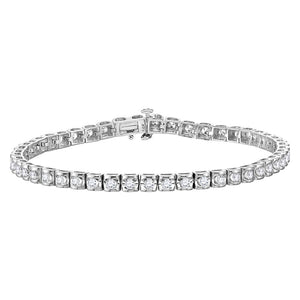 14kt White Gold Womens Round Diamond Studded Tennis Bracelet 4 Cttw