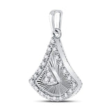 10kt White Gold Womens Round Diamond Fashion Pendant 1/6 Cttw