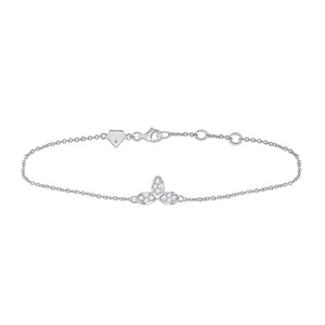 Sterling Silver Womens Round Diamond Fashion Bracelet 1/12 Cttw