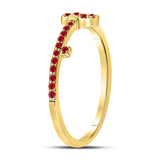 10kt Yellow Gold Womens Round Ruby Key Stackable Band Ring 1/5 Cttw