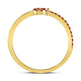 10kt Yellow Gold Womens Round Ruby Key Stackable Band Ring 1/5 Cttw