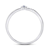 10kt White Gold Womens Round Blue Sapphire Diamond Stackable Band Ring 1/12 Cttw
