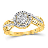 10kt Yellow Gold Womens Round Diamond Flower Cluster Ring 1/6 Cttw