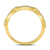 10kt Yellow Gold Womens Round Diamond Milgrain Pinched Band Ring 1/4 Cttw