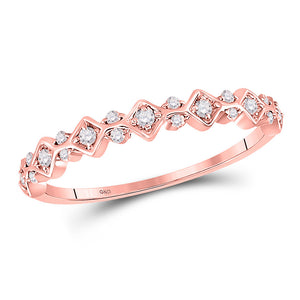 10kt Rose Gold Womens Round Diamond Stackable Band Ring 1/6 Cttw