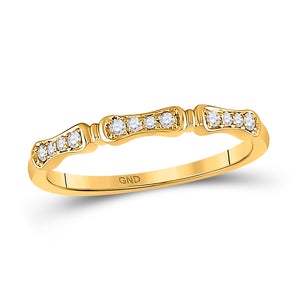 10kt Yellow Gold Womens Round Diamond Stackable Band Ring 1/10 Cttw