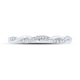 14kt White Gold Womens Round Diamond Twist Stackable Band Ring 1/12 Cttw