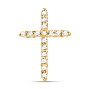 10kt Yellow Gold Womens Round Diamond Cross Pendant 1/4 Cttw