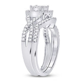 10kt White Gold Round Diamond Bridal Wedding Ring Band Set 5/8 Cttw