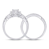 10kt White Gold Round Diamond Bridal Wedding Ring Band Set 5/8 Cttw