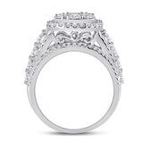 14kt White Gold Round Diamond Cluster Bridal Wedding Engagement Ring 2 Cttw