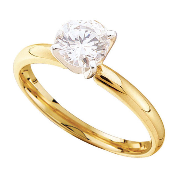 14kt Yellow Gold Womens Round Diamond Solitaire Bridal Wedding Engagement Ring 1/5 Cttw