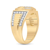 10kt Yellow Gold Mens Round Diamond Circle Cluster Ring 1 Cttw