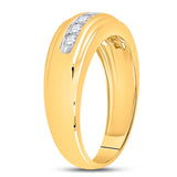 14kt Yellow Gold Mens Round Diamond Wedding Single Row Band Ring 1/2 Cttw