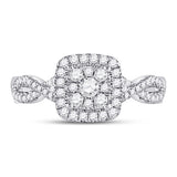 10kt White Gold Womens Round Diamond Square Cluster Ring 1/2 Cttw