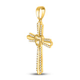 10kt Yellow Gold Womens Round Diamond Heart Cross Pendant 1/4 Cttw