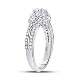 14kt White Gold Round Diamond 3-stone Bridal Wedding Engagement Ring 1-1/3 Cttw