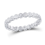 14kt White Gold Womens Round Diamond Machine-Set Band Ring 1/10 Cttw