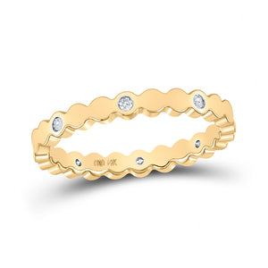 14kt Yellow Gold Womens Round Diamond Machine-Set Band Ring 1/12 Cttw