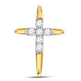 10kt Yellow Gold Womens Round Diamond Cross Pendant 1/10 Cttw