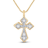 10kt Yellow Gold Womens Round Diamond Small Cross Pendant 1/20 Cttw