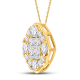 14kt Yellow Gold Womens Princess Diamond Offset Square Pendant 1 Cttw