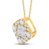 14kt Yellow Gold Womens Princess Diamond Square Pendant 1/4 Cttw