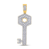 10kt Yellow Gold Mens Round Diamond Key Charm Pendant 5/8 Cttw