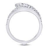 14kt White Gold Womens Round Diamond Wrap Ring Guard Enhancer 1/2 Cttw